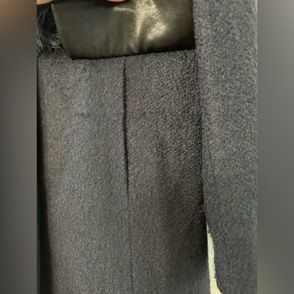 Novelti wool and faux fur trimmed luxurious long coat satin lined size 16 - Picture 9 of 14